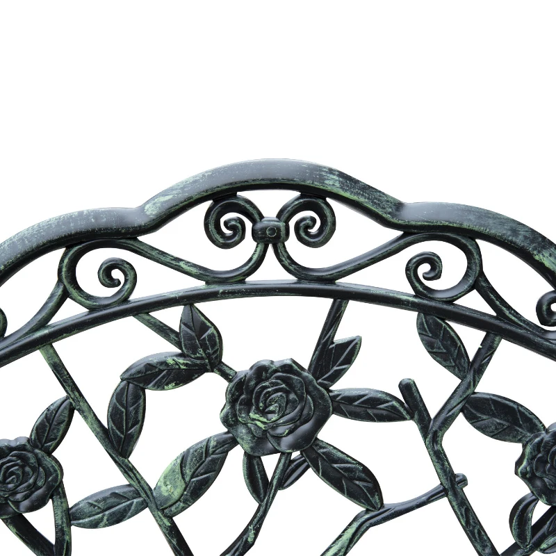 Outsunny Panca da Giardino 2 Posti in Ghisa e Alluminio, Stile Rétro con Decorazioni Floreali, Resiste alle Intemperie