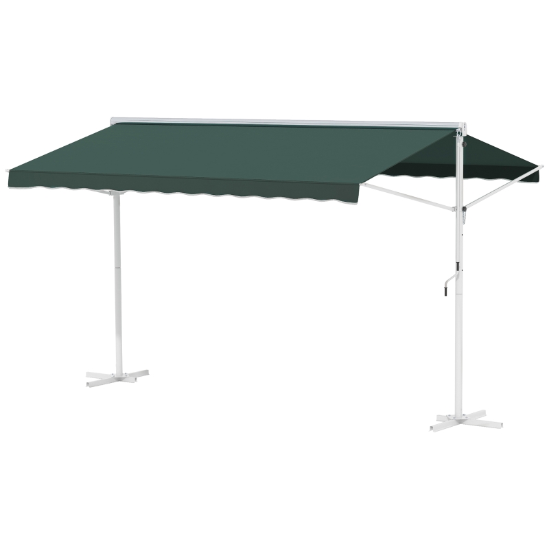 Outsunny Store Double Pente Manuel rétractable métal Polyester imperméabilisé 3,5L x 3l x 2,6H m Vert foncé