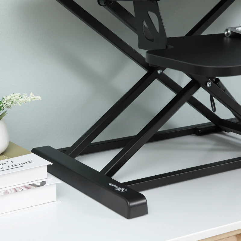 Vinsetto Convertisseur bureau assis debout poste de travail réglable en hauteur - support ordinateur avec plateau clavier noir