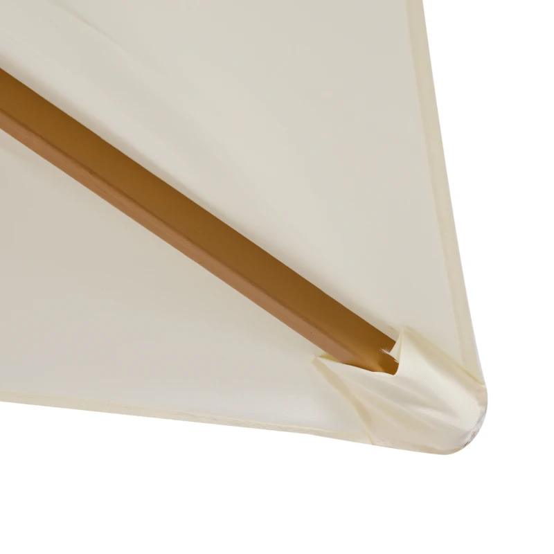 Outsunny Parasol Droit parasol de jardin rectangulaire double toit Bois Polyester Haute densité 3 x 2 m crème
