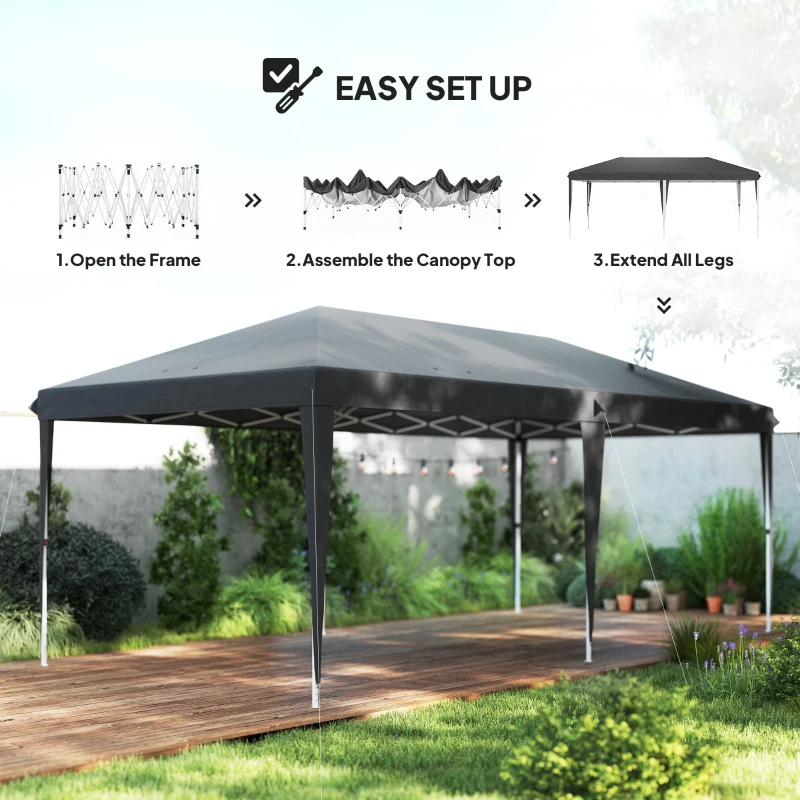 Outsunny 6 x 3 m Pop-Up Steel Frame Gazebo Grey(m-4)