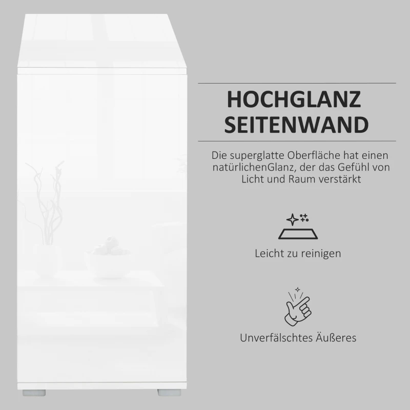 HOMCOM Aufbewahrungsschrank mit 2 Schubladen, 2 Türen, mit Kippschutz, für Wohnzimmer, Schlafzimmer, 79 x 36 x 74 cm, Weiß