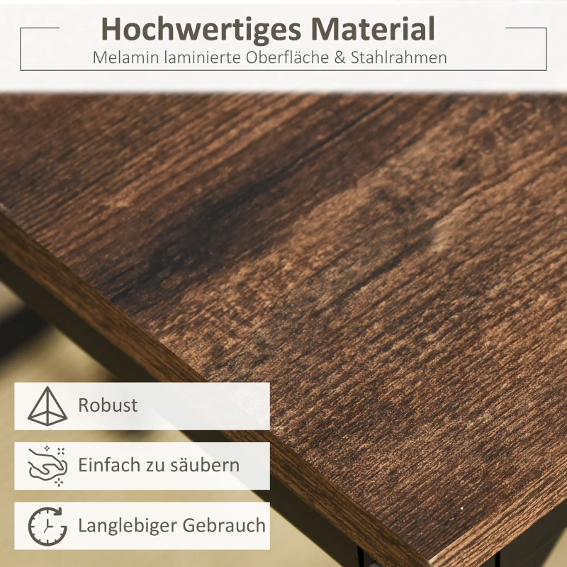 HOMCOM 5-teiliges Bartisch Set Bartisch mit Barhocker-Set Esstisch mit 4 Stühlen Küchentisch für Esszimmer, Küche, Rustikal-Braun+Schwarz