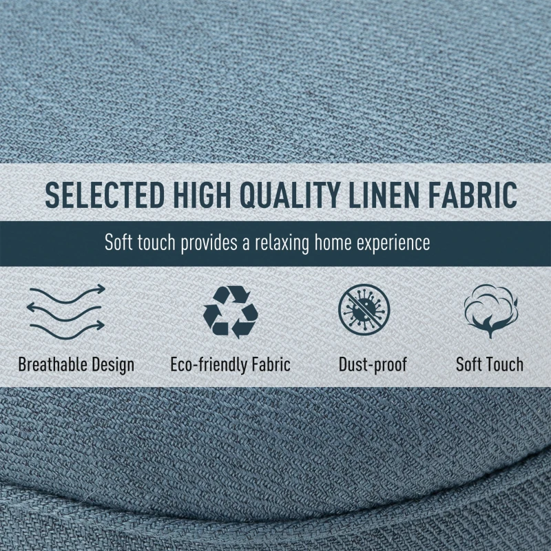 HOMCOM Tub Chair, Armless Single Sofa, Modern Button Tufted Armchair, Upholstered Linen Fabric Longue Accent Chair for Living Room, Bedroom, Set of 2, Blue