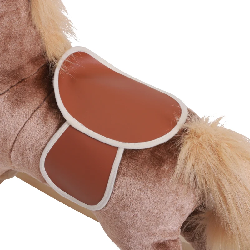 HOMCOM Caballo de Juguete para Niños de +3 Años con Asas Marco de Metal y Base de Madera Carga 40 kg 74x33x62 cm Marrón