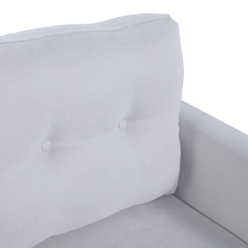 HOMCOM Canapé 2 Places Grand Confort dim. 140L x 78l x 83H cm Coussin déco. Inclus Pieds Bois Massif Eucalyptus Tissu Lin Gris Clair