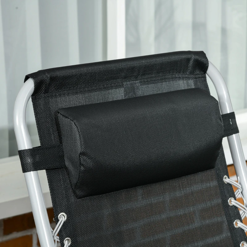 Outsunny 2pc Reclining Zero Gravity Sun Loungers ,Folding Chaise Lounge Chair with Cushions, Blue