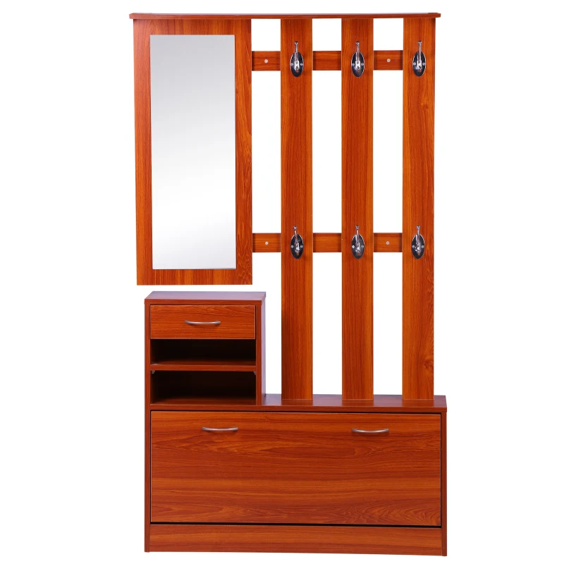 Homcom Ensemble Meubles d'Entrée en Bois Marron 90 x 22 x 116 cm