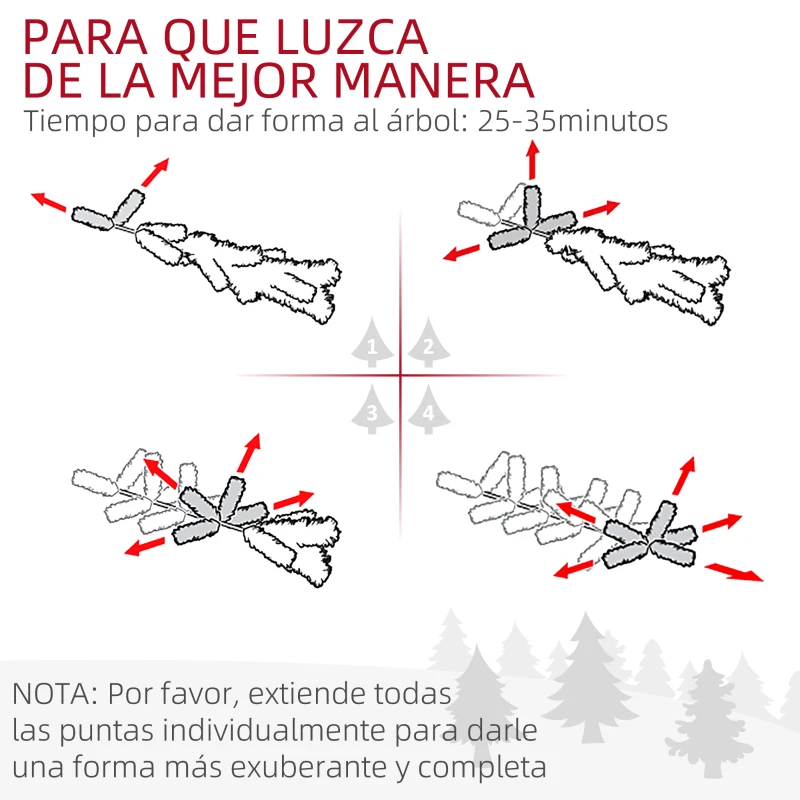 HOMCOM Árbol de Navidad Artificial 180 cm Árbol de Navidad Nevado con 523 Ramas Soporte de Acero Plegable Verde