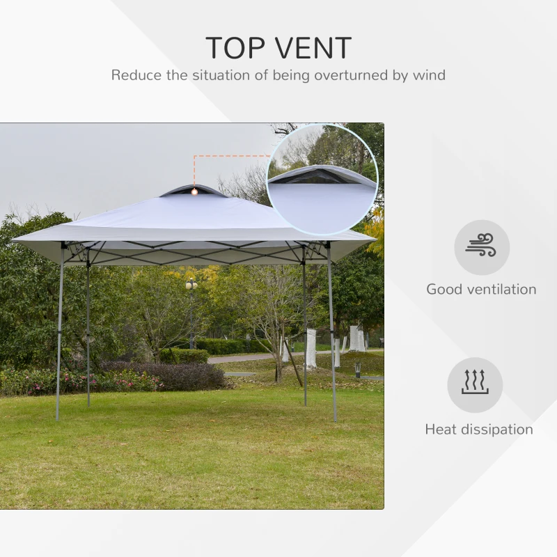 Outsunny 4 x 4m Pop-up Gazebo Canopy Tent with Roller Bag & Adjustable Legs for Outdoor Party, Steel Frame, White