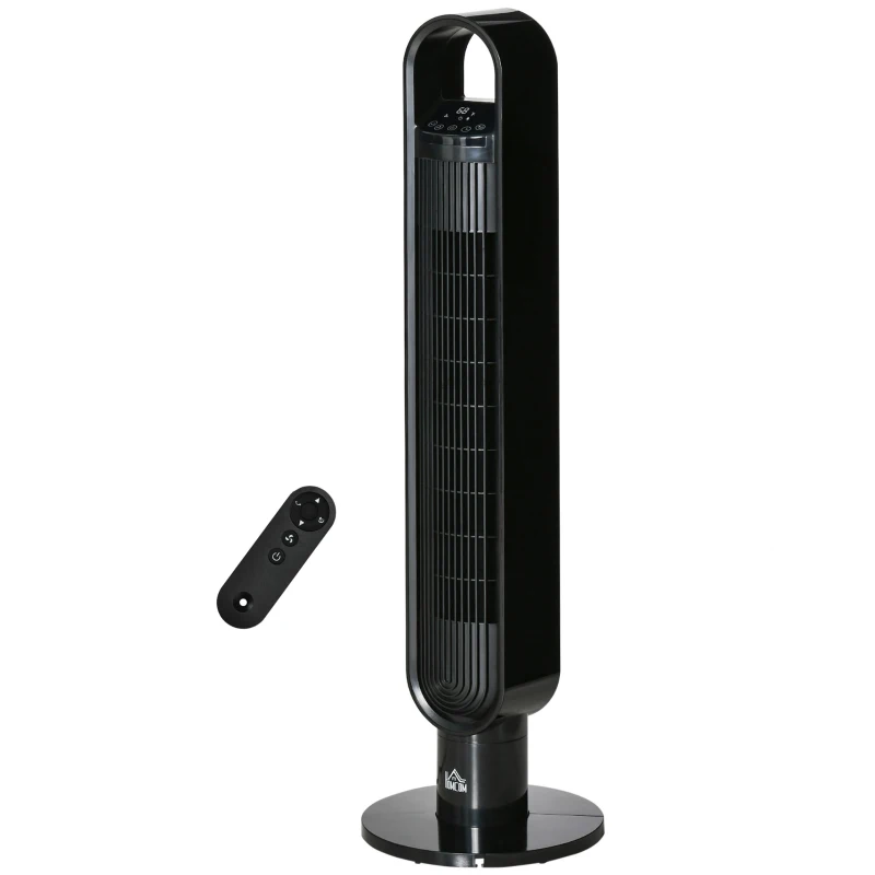 HOMCOM Ventilateur colonne à ions négatifs oscillant 80°, télécommande écran LED 60 W, minuterie 12H, 3 modes 3 vitesses, noir