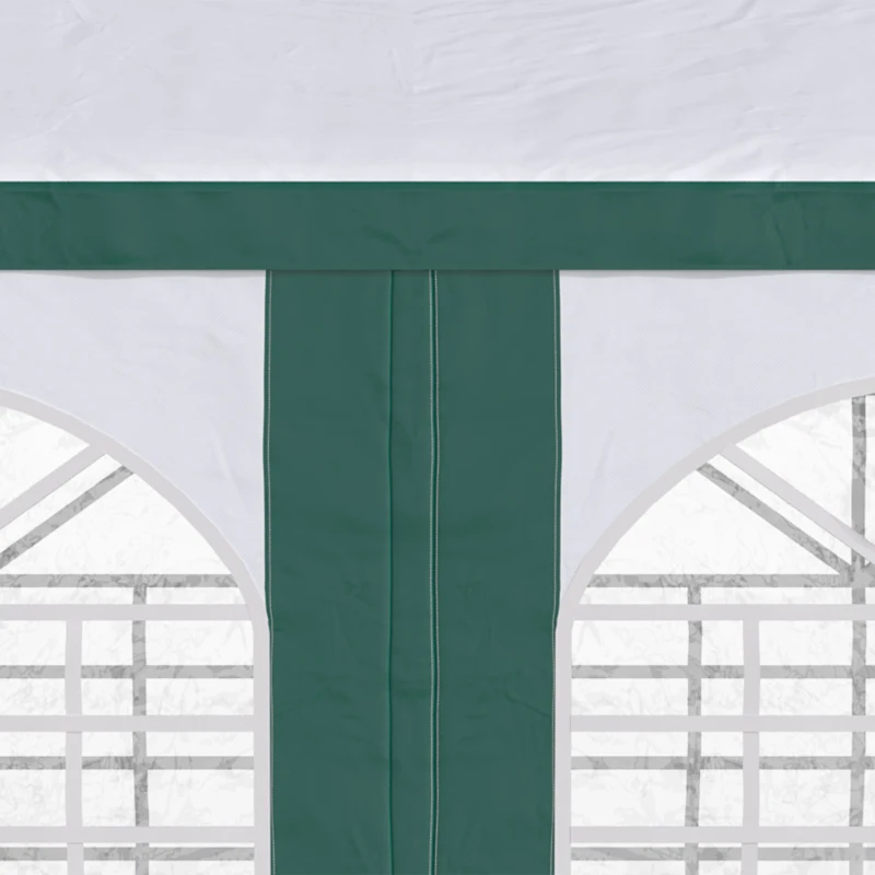 Outsunny Tendone da Giardino 4x3m per 12 Persone con Doppio Ingresso, Bianco e Verde