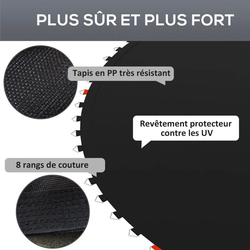 SPORTNOW Tapis de rechange pour trampoline tapis de saut de remplacement, compatible trampoline Ø 3 m et ressorts de 14 cm
