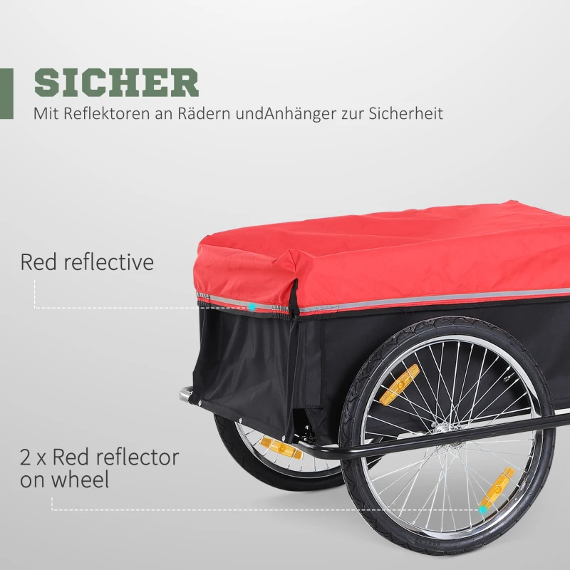 HOMCOM Fahrradanhänger Klappbar Lastenanhänger mit Kupplung,Transportwagen bis 40 kg belastbar, Transportanhänger Anhänger für Fahrrad Handwagen 140 x 88 x 60 cm
