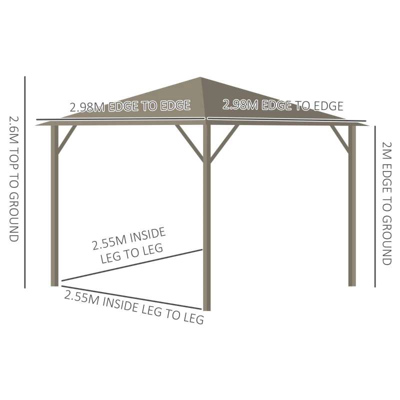 Outsunny 3 x 3(m) Metal Hardtop Gazebo, with Curtains and Accessories - Brown