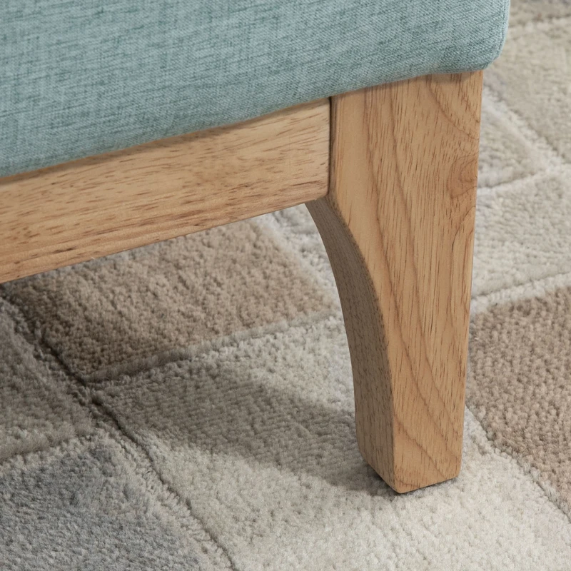HOMCOM Baúl de Almacenaje para Dormitorio 72L Tapizado en Lino con Patas de Madera 110x39x45 cm Verde Claro