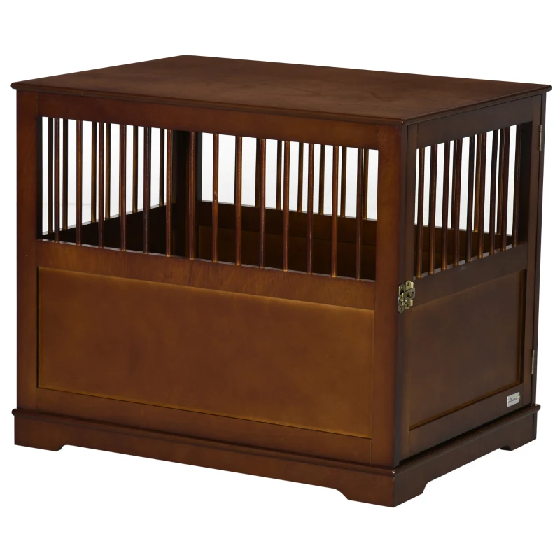 PawHut Hundekäfig inkl. Verriegelung, erhöhter Stand, Transportbox, 80,5 cm x 59,5 cm x 67,5 cm, Braun