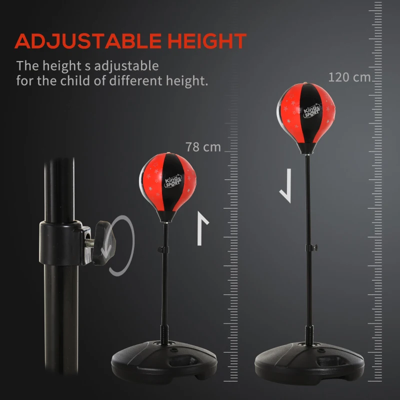 HOMCOM Boxing Punch Ball Set 360 Degree Rebound Spring For Kids Height Adjustable Ф38x78-120cm