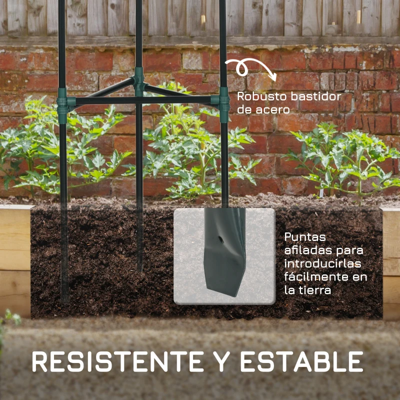 Outsunny Juego de 3 Enrejados de Jardín Soportes para Plantas Trepadoras con Marco de Acero 38x38x182 cm Verde