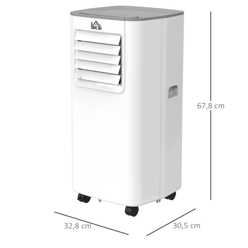 HOMCOM Mobile Klimaanlage 5k BTU 2,4KW 4-in-1 Klimagerät mit Fernbedienung, Kühlung, Luftentfeuchtung, Ventilator, Schlafmodus, für 8-12 ㎡, 24h Timer, 2 Geschwindigkeitsstufen, LED-Display ABS