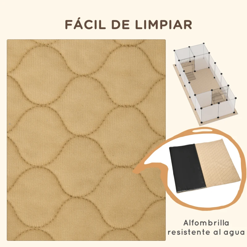 PawHut Valla para Mascotas DIY con 20 Paneles y Tapete Parque para Animales Pequeños para Cobayas Conejos 175x70x45 cm Blanco