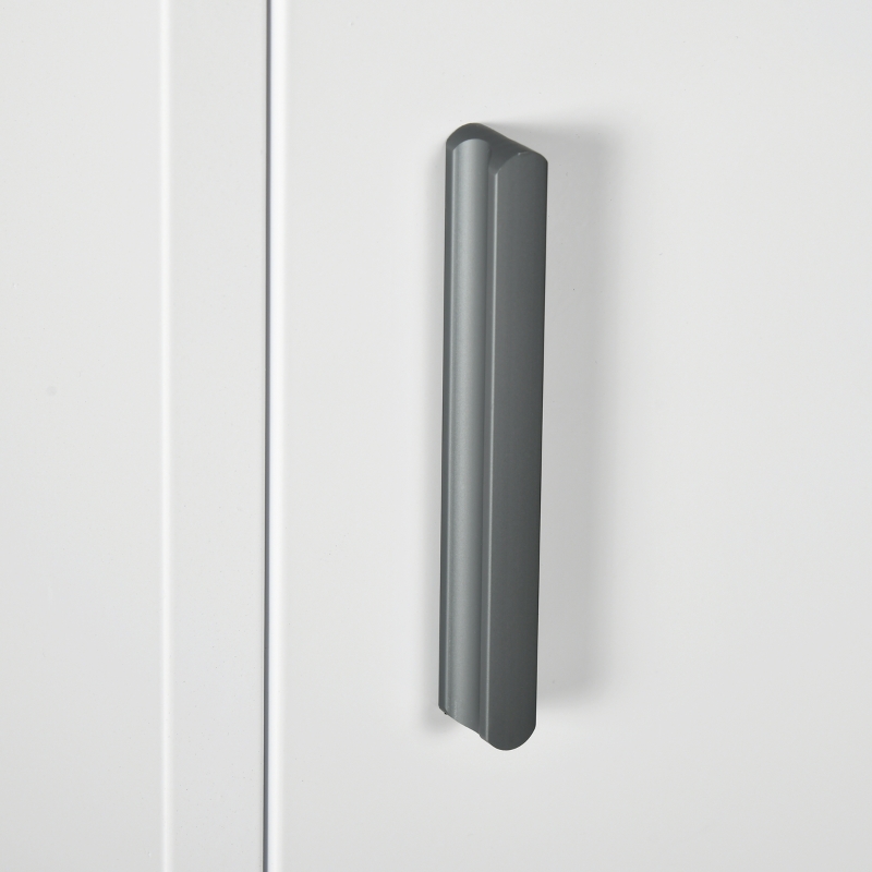 kleankin Armadietto Medicinali a Parete con 2 Ripiani e 2 Chiavi, in Acciaio, 40x15x53.5 cm, Bianco