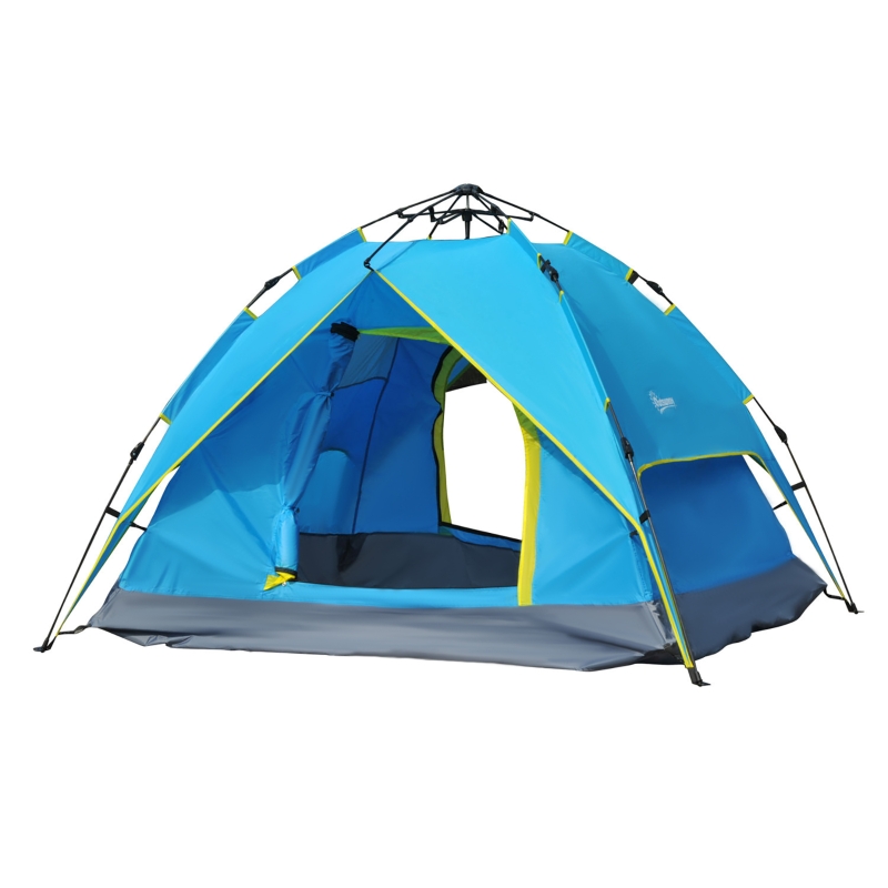 Outsunny Campingzelt Sekundenzelt Pop Up Zelt Strandzelt Automatisch 3-4  Personen (Blau+Gelb) | Aosom.de