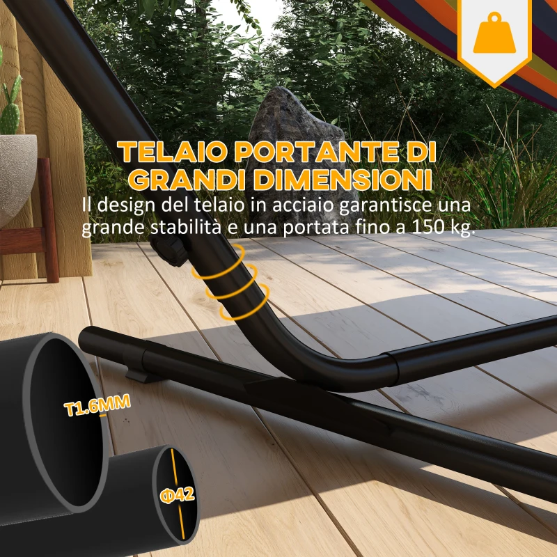 Outsunny Supporto per Amaca in Acciaio con Tavolino Integrato e Carico Massimo 150kg, Nero