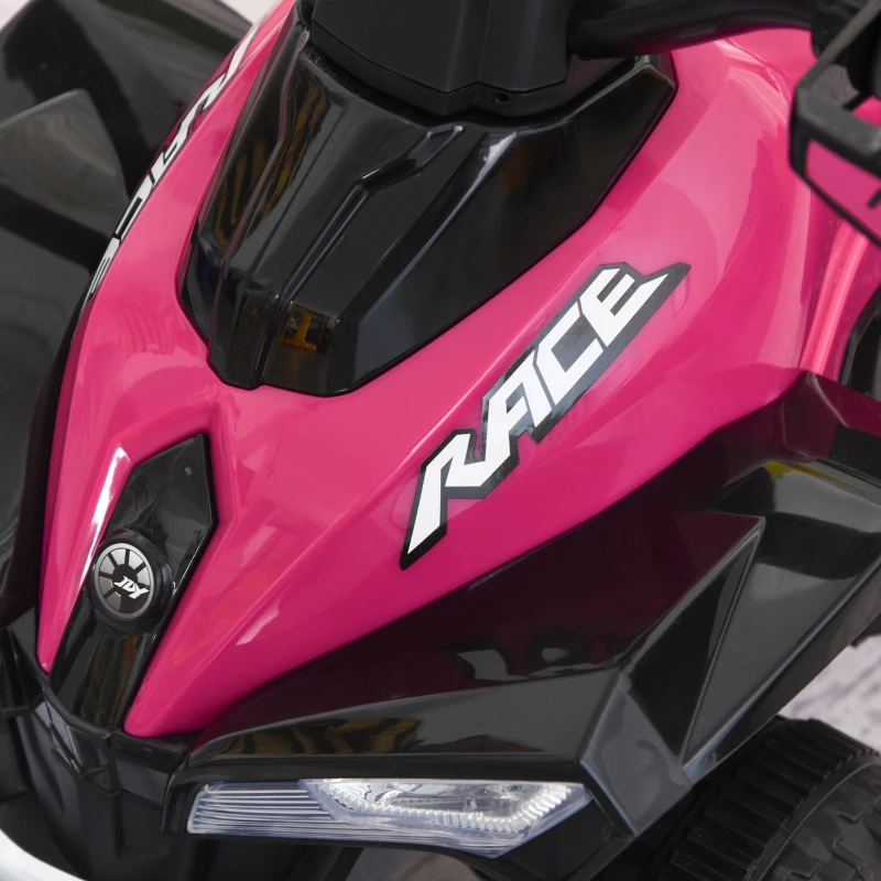 HOMCOM Cuatriciclo Infantil Tipo Quad Todoterreno con Luces Sonidos y Asiento Amplio para +18 Meses 67,5x38x44 cm Rosa y Negro