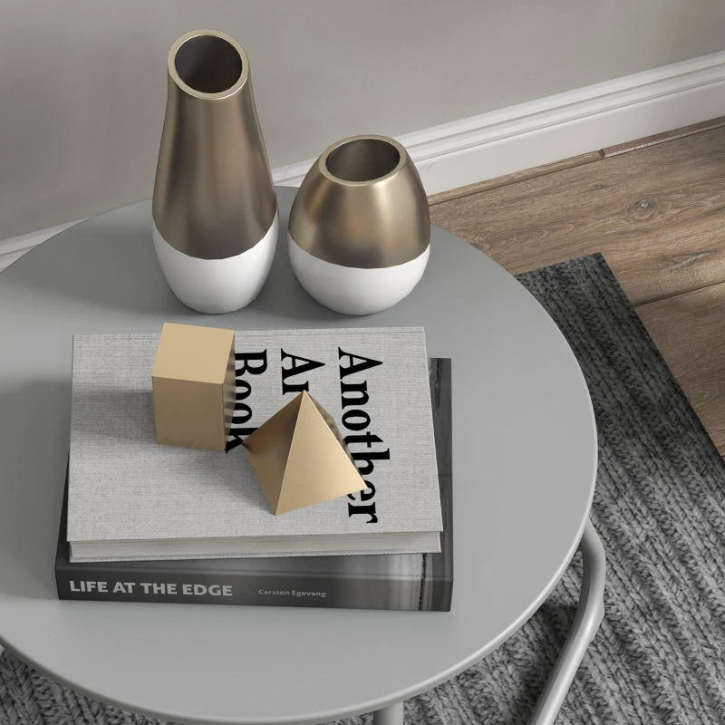 Outsunny Table basse de jardin ronde, table d'appoint extérieur, Ø60 cm, patins antidérapants réglables, métal époxy, gris