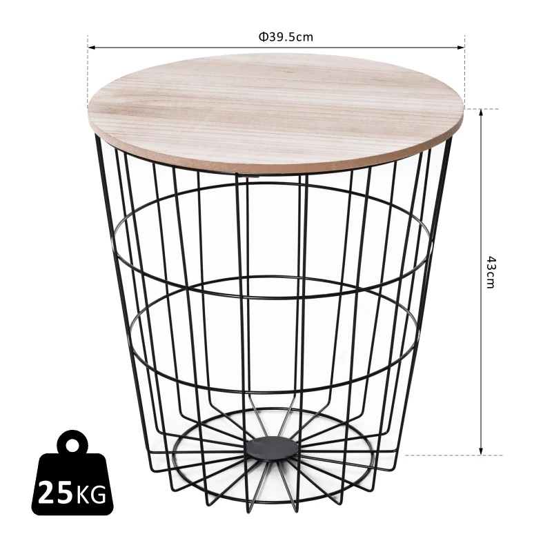 HOMCOM Wood Metal Coffee Round Table W/ Storage Sofa End Side Coffee Table Bedroom Living Room Furniture- Natural Wood Color