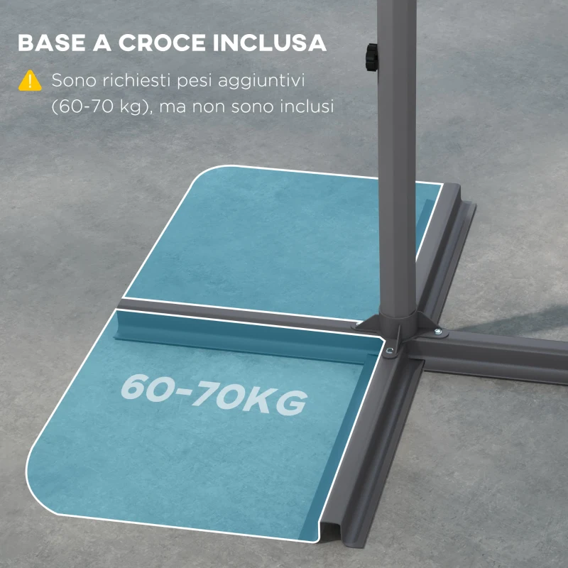 Outsunny Ombrellone da Giardino Decentrato 2.7m Apertura a Manovella e 16 Stecche in Fibra di Vetro, Cachi