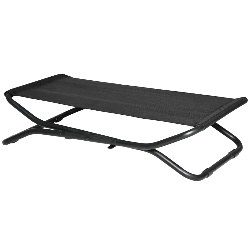 PawHut Cama Elevada para Perros Plegable Cama para Mascotas Pequeños Medianos con Tela de Malla Transpirable Marco de Acero para Interior Exterior 92x56,5x19,5 cm Negro