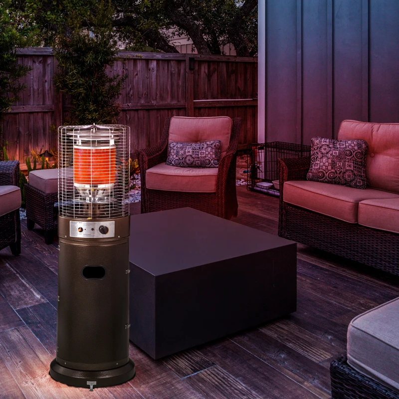 Outsunny 11KW Patio Bullet Heater with Tip-over Protection, Gas Glass Tube Electronic Ignition Floor Standing Stainless Steel Garden Outdoor 137Hcm