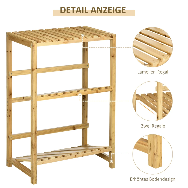 Outsunny Regal für Getränkekisten Kistenständer bis 4 Kisten Naturholz 2 Etagen 74 x 45 x 111 cm