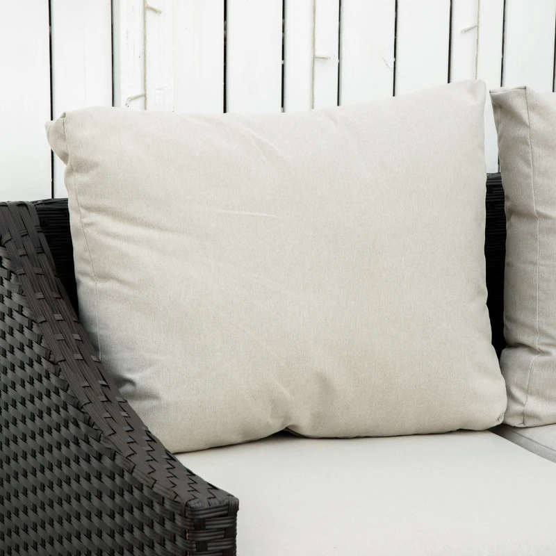 Outsunny Sofá de Ratán de 2 Plazas Sofá de Jardín Exterior con Cojines Acolchados Almohadas con Cremallera y Pies Ajustables para Terraza Balcón Patio 132x70x74 cm Marrón