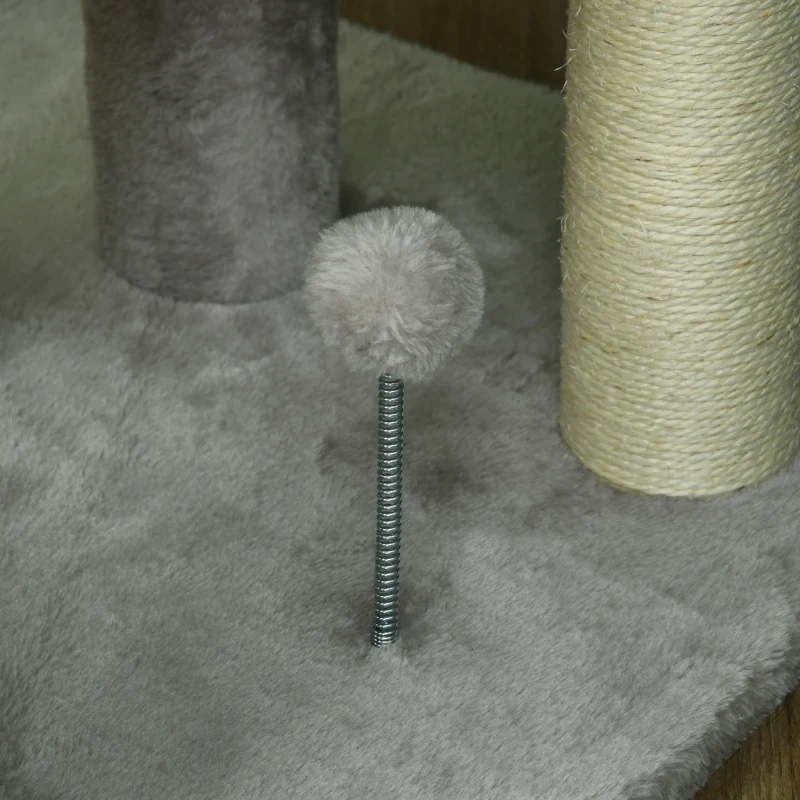 PawHut Arbre à chat arbre à grimper pour chat multi-équipements griffoirs 4 plate-formes 1 niche 1 panier hauteur 146 cm gris