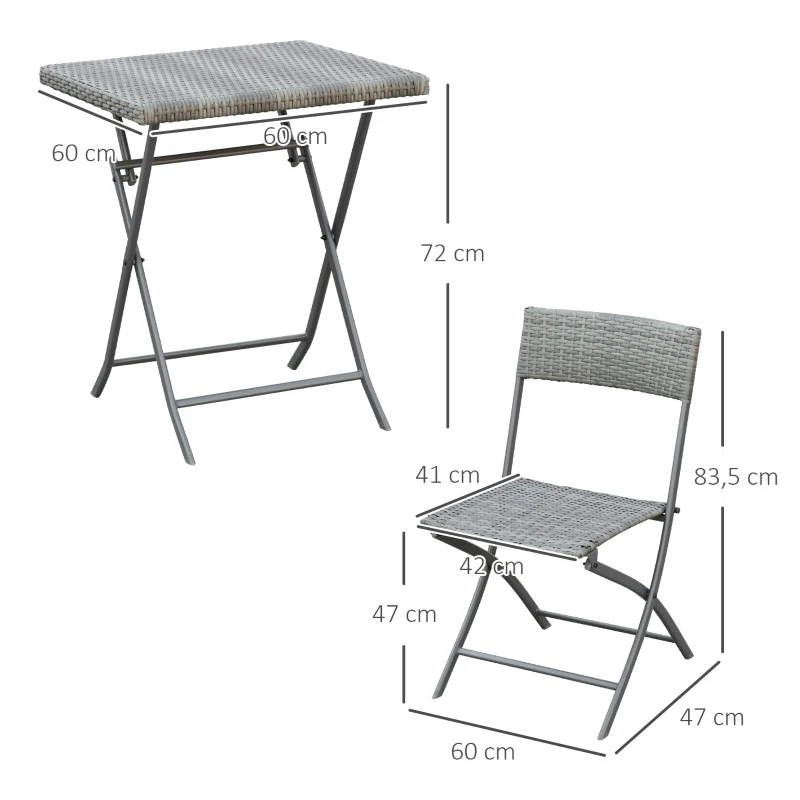Outsunny Ensemble Meubles de Jardin Design Table carré et chaises Pliables résine tressée Imitation rotin gris