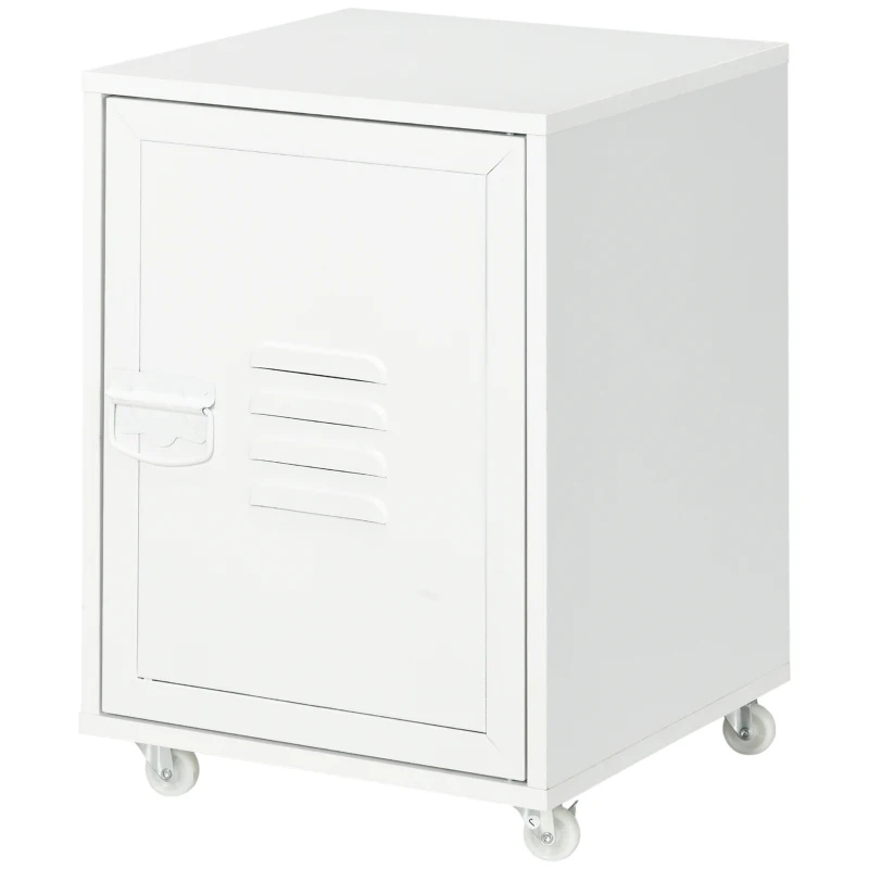 Vinsetto Mueble Archivador con Ruedas Estante Ajustable y Puerta de Metal para Tamaño A4 para Estudio 38x38,5x55,5 cm Blanco
