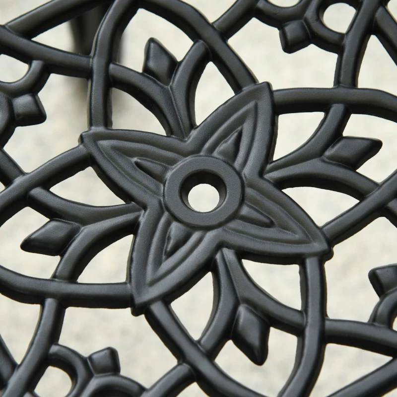 Outsunny Sitzgruppe für 2 Personen Essgruppe Balkonmöbel Set 1 Tisch+2 Stühle Alu Schwarz