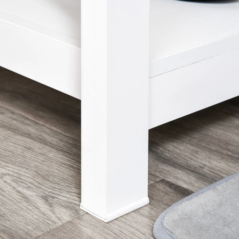 HOMCOM Mesa Consola Mesa de Recibidor Entrada con 2 Cajones y Estantes Inferiores Marco Metálico 105x40x76 cm Blanco