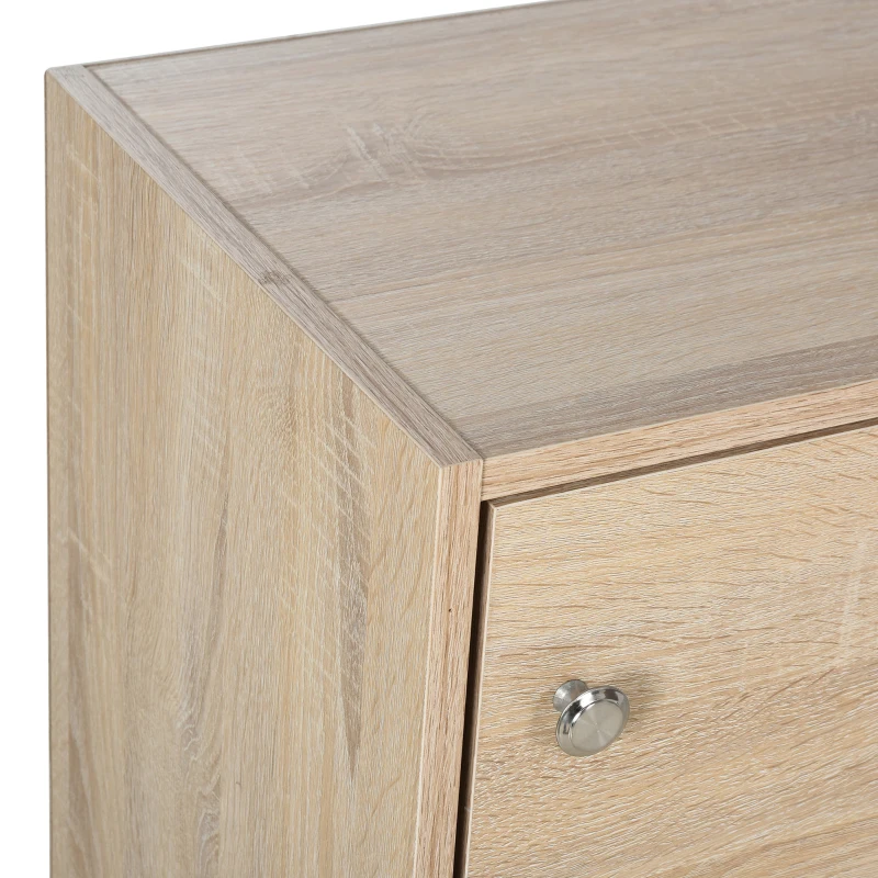 HOMCOM Standschrank, Aktenschrank, Mehrzweckschrank, Büroschrank, Beistellschrank mit 3 Türen MDF-Platten, Natur, 48 x 34 x 100 cm