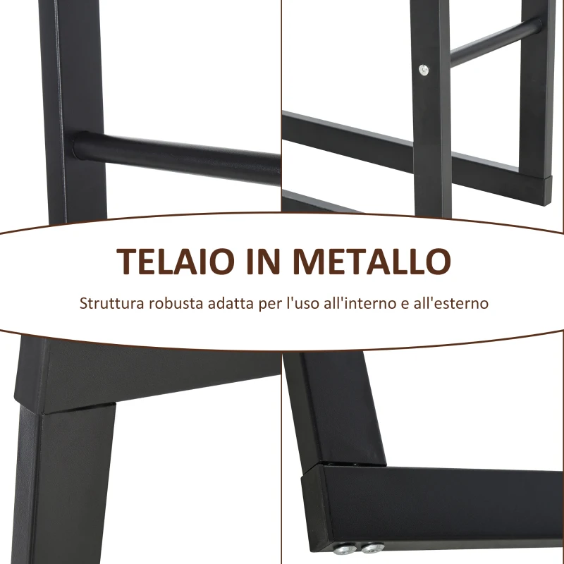 HOMCOM Porta Legna Verticale in Metallo Nero da Interni ed Esterni con Portata 100 kg max, 60x25x150 cm
