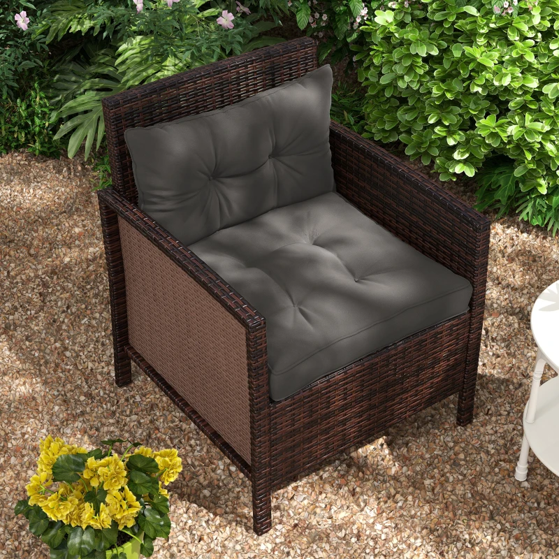 Outsunny 2er-Set Polsterauflage Gartenmöbelsitzkissen Sitzauflage, wetterbeständig, Knopfheftung, 60 x 60 x 10 cm, Grau