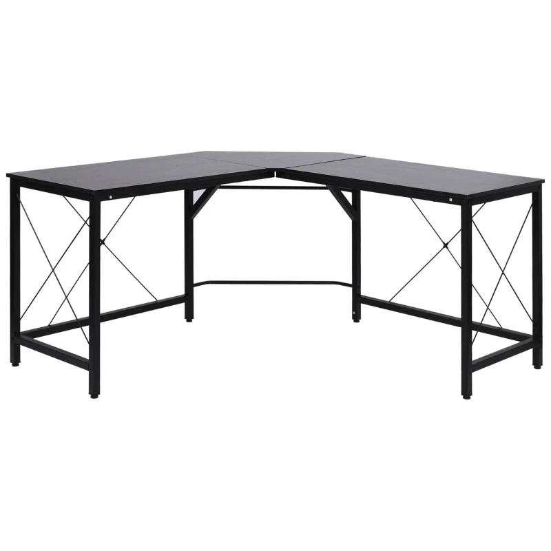 HOMCOM Escritorio Esquinero Moderno con Marco de Acero Carga 70 kg para Oficina Hogar Estudio 150x150x76 cm Negro