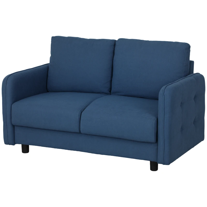 HOMCOM Divano 2 Posti Moderno in Velluto con Cuscini Sfoderabili e Molle a S, 136x75x84 cm, Blu