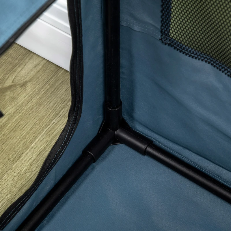 PawHut Sac de transport pliable pour animaux de compagnie avec poignée tissu en maille 69 x 51 x 51 cm bleu noir