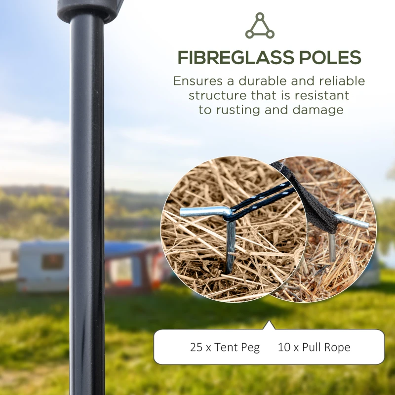 Outsunny 5-6 Man Camping Tent with 2 Room, Floor and Carry Bag - Blue