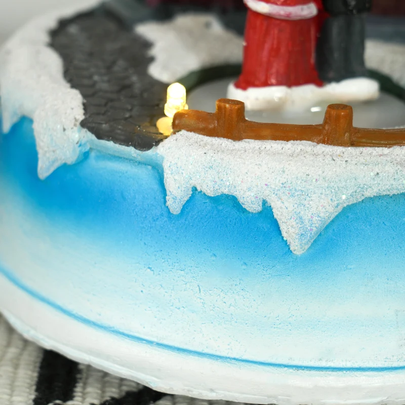 HOMCOM Pueblo Navideño con Luces LED Coro Giratorio Música para Decoración Navidad en Salón Dormitorio Multicolor