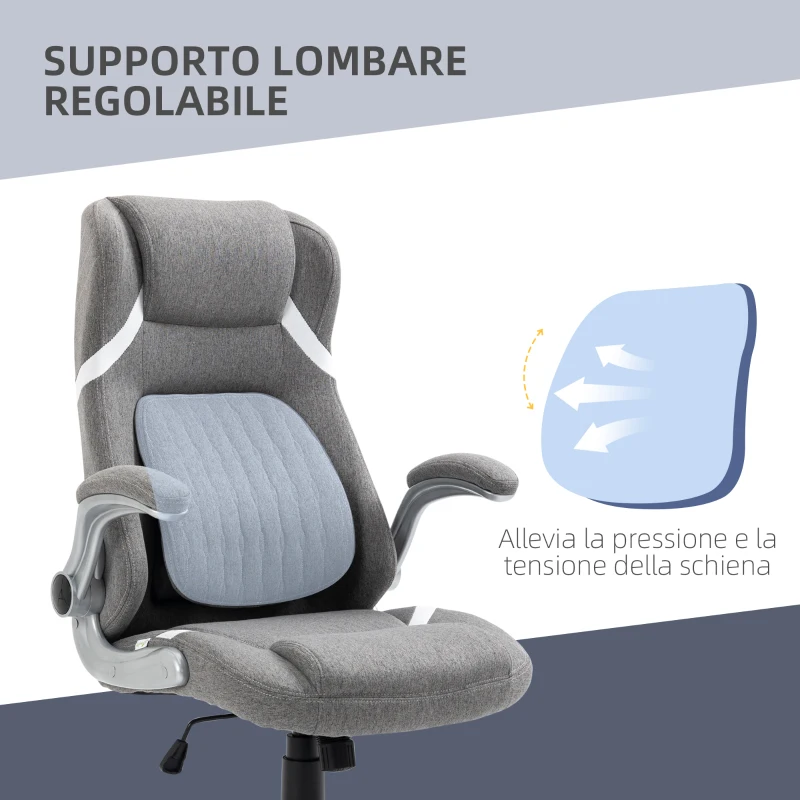 Vinsetto Sedia da Ufficio Reclinabile in Tessuto Traspirante e Acciaio con Altezza Regolabile, 68x76x109-117 cm